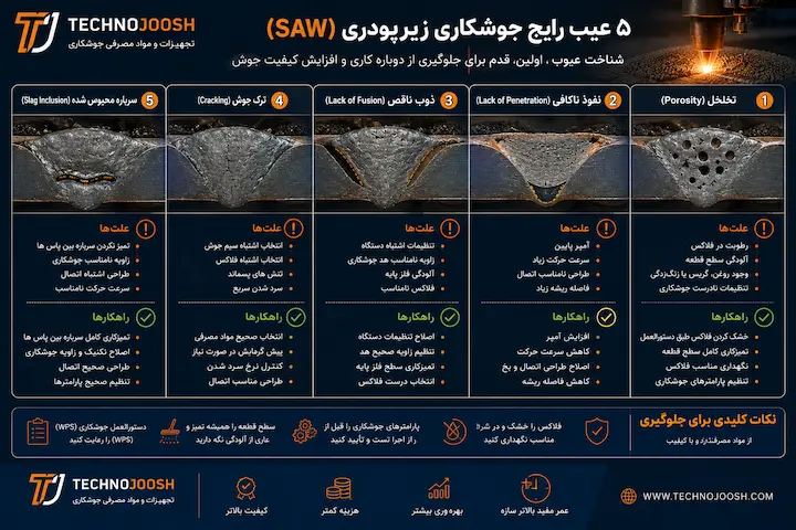 5 عیب رایج در جوشکاری زیرپودری