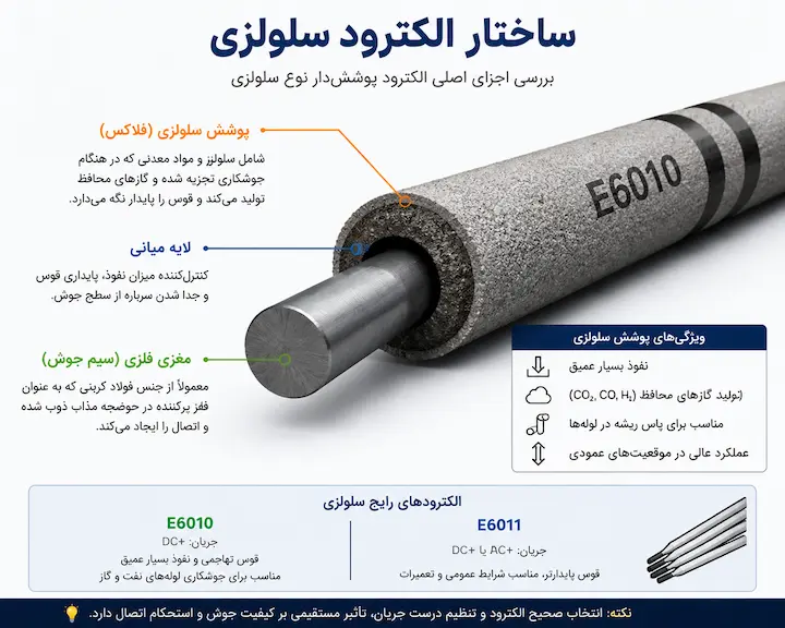جوشکاری سلولزی چیست بلاگ ساختار و عملکرد الکترود سلولزی