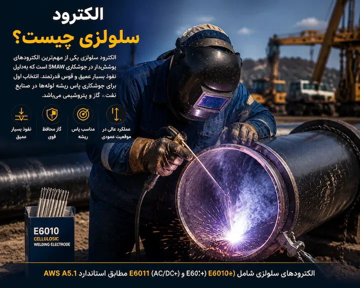 جوشکاری سلولزی چیست بلاگ الکترود سلولزی چیست و کاربرد آن در جوشکاری لولههای نفت و گاز