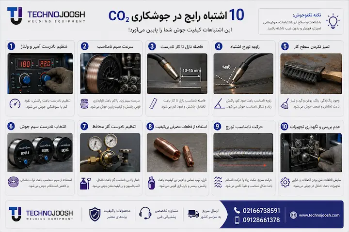 جوشکاری CO۲ چیست + مزایا و معایب بلاگ اشتباهات رایج در جوشکاری CO2